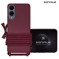 Θήκη Σιλικόνης με Κορδόνι CarryHang Sonique Samsung Galaxy S25 Edge Μπορντώ