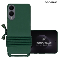 Θήκη Σιλικόνης με Κορδόνι CarryHang Sonique Samsung Galaxy S25 Edge Πράσινο Σκούρο