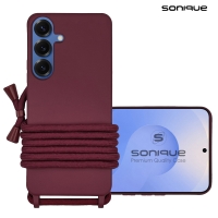 Θήκη Σιλικόνης με Κορδόνι CarryHang Sonique Samsung Galaxy S25 Plus Μπορντώ