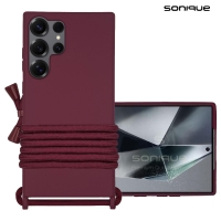 Θήκη Σιλικόνης με Κορδόνι CarryHang Sonique Samsung Galaxy S25 Ultra Μπορντώ