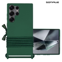 Θήκη Σιλικόνης με Κορδόνι CarryHang Sonique Samsung Galaxy S25 Ultra Πράσινο Σκούρο