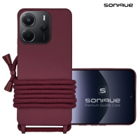 Θήκη Σιλικόνης με Κορδόνι CarryHang Sonique Xiaomi Redmi Note 14 4G (164.84mm) Μπορντώ
