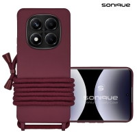 Θήκη Σιλικόνης με Κορδόνι CarryHang Sonique Xiaomi Redmi Note 14 Pro 4G Μπορντώ