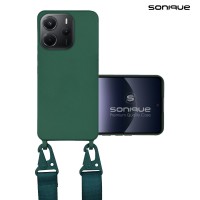 Θήκη Σιλικόνης με Strap CarryHang Sonique Xiaomi Redmi Note 14 4G (164.84mm) Πράσινο Σκούρο