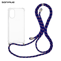 Θήκη Σιλικόνης με Κορδόνι Sonique Armor Clear Oppo A38 Rainbow Μπλε