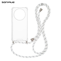 Θήκη Σιλικόνης με Κορδόνι Sonique Armor Clear Oppo Reno12 F 5G / Oppo Reno12 FS 5G Rainbow Λευκό