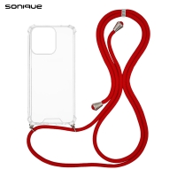 Θήκη Σιλικόνης με Κορδόνι Sonique Armor Clear Oppo Reno14 F 5G Κόκκινο