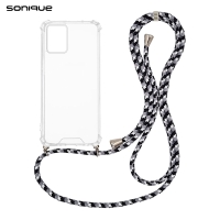 Θήκη Σιλικόνης με Κορδόνι Sonique Armor Clear Motorola Edge 30 Neo 5G Rainbow Μαύρο