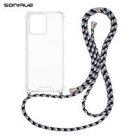 Θήκη Σιλικόνης με Κορδόνι Sonique Armor Clear Motorola Edge 40 Neo 5G Rainbow Μαύρο