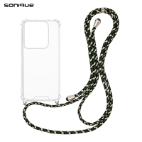 Θήκη Σιλικόνης με Κορδόνι Sonique Armor Clear Motorola Edge 50 Ultra Rainbow Πράσινο