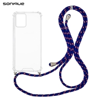 Θήκη Σιλικόνης με Κορδόνι Sonique Armor Clear Motorola Moto E13 4G Rainbow Μπλε
