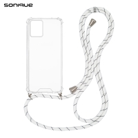 Θήκη Σιλικόνης με Κορδόνι Sonique Armor Clear Motorola Moto E13 4G Rainbow Λευκό