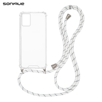 Θήκη Σιλικόνης με Κορδόνι Sonique Armor Clear Motorola Moto E22 4G Rainbow Λευκό