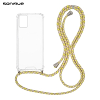 Θήκη Σιλικόνης με Κορδόνι Sonique Armor Clear Motorola Moto E22 4G Rainbow Κίτρινο