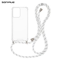 Θήκη Σιλικόνης με Κορδόνι Sonique Armor Clear Motorola Moto G04 4G / Moto G04s 4G / Moto G24 4G / Moto G24 4G Power / Moto E14 4G Rainbow Λευκό