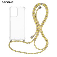 Θήκη Σιλικόνης με Κορδόνι Sonique Armor Clear Motorola Moto G04 4G / Moto G04s 4G / Moto G24 4G / Moto G24 4G Power / Moto E14 4G Rainbow Κίτρινο