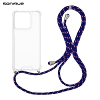 Θήκη Σιλικόνης με Κορδόνι Sonique Armor Clear Motorola Moto G56 5G Rainbow Μπλε