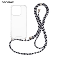 Θήκη Σιλικόνης με Κορδόνι Sonique Armor Clear Motorola Moto G56 5G Rainbow Μαύρο