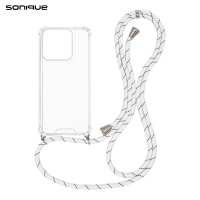 Θήκη Σιλικόνης με Κορδόνι Sonique Armor Clear Motorola Moto G56 5G Rainbow Λευκό