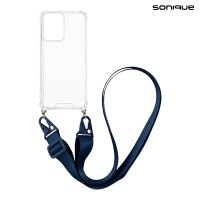 Θήκη Σιλικόνης με Strap Sonique Armor Clear Motorola Moto G04 4G / Moto G04s 4G / Moto G24 4G / Moto G24 4G Power / Moto E14 4G Μπλε Σκούρο