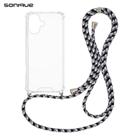 Θήκη Σιλικόνης με Κορδόνι Sonique Armor Clear Apple iPhone 17 Rainbow Μαύρο