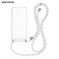Θήκη Σιλικόνης με Κορδόνι Sonique Armor Clear Apple iPhone 17 Rainbow Λευκό