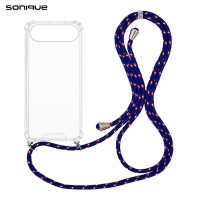 Θήκη Σιλικόνης με Κορδόνι Sonique Armor Clear Apple iPhone 17 Air Rainbow Μπλε