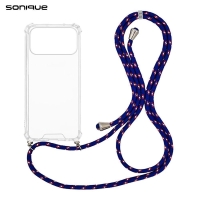 Θήκη Σιλικόνης με Κορδόνι Sonique Armor Clear Apple iPhone 17 Pro Rainbow Μπλε