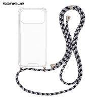 Θήκη Σιλικόνης με Κορδόνι Sonique Armor Clear Apple iPhone 17 Pro Rainbow Μαύρο