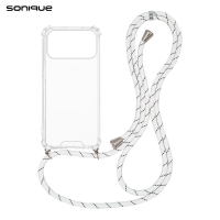 Θήκη Σιλικόνης με Κορδόνι Sonique Armor Clear Apple iPhone 17 Pro Rainbow Λευκό