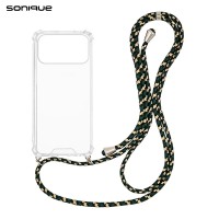 Θήκη Σιλικόνης με Κορδόνι Sonique Armor Clear Apple iPhone 17 Pro Max Rainbow Πράσινο