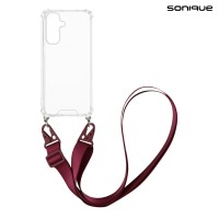 Θήκη Σιλικόνης με Strap Sonique Armor Clear Samsung Galaxy A17 4G / Galaxy A17 5G Μπορντό