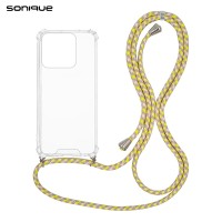 Θήκη Σιλικόνης με Κορδόνι Sonique Armor Clear Honor 400 Lite 5G Rainbow Κίτρινο