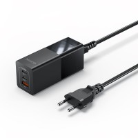 Φορτιστής Yesido YC58 USB-A + 2x Type-C 100W GaN Fast Charger Μαύρο