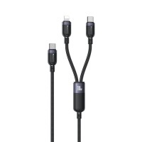 Καλώδιο Yesido CA90 Braided 2-σε-1 Type-C σε Type-C & Lightning 100W 1.2m Μαύρο