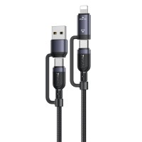 Καλώδιο Yesido CA200 Braided 4-σε-1 USB / Type-C / Lightning 60W 1m Μαύρο