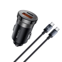 Φορτιστής Αυτοκινήτου Yesido Y72 USB-A + USB-C με καλώδιο Type-C 30W PD Μαύρο