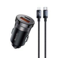 Φορτιστής Αυτοκινήτου Yesido Y73 USB-A + USB-C με καλώδιο Lightning 30W PD Μαύρο
