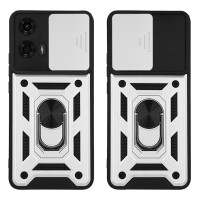 Θήκη Ring Armor CamPro Sonique για Motorola Moto G04 4G / Moto G04s 4G / Moto G24 4G / Moto G24 4G Power / Moto E14 4G Ασημί