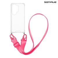 Θήκη Σιλικόνης με Strap Sonique Armor Clear Samsung Galaxy S26 Ultra Φούξια