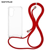 Θήκη Σιλικόνης με Κορδόνι Sonique Armor Clear Samsung Galaxy A37 5G Κόκκινο