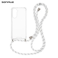 Θήκη Σιλικόνης με Κορδόνι Sonique Armor Clear Samsung Galaxy A37 5G Rainbow Λευκό