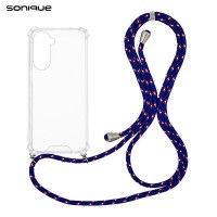 Θήκη Σιλικόνης με Κορδόνι Sonique Armor Clear Samsung Galaxy A57 5G Rainbow Μπλε