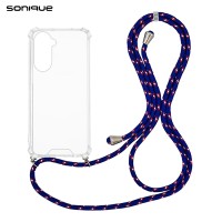 Θήκη Σιλικόνης με Κορδόνι Sonique Armor Clear Samsung Galaxy S26 Plus Rainbow Μπλε