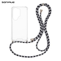Θήκη Σιλικόνης με Κορδόνι Sonique Armor Clear Samsung Galaxy S26 Ultra Rainbow Μαύρο