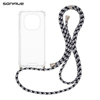 Θήκη Σιλικόνης με Κορδόνι Sonique Armor Clear Xiaomi Redmi Note 15 4G / Redmi Note 15 5G / Poco M8 5G Rainbow Μαύρο