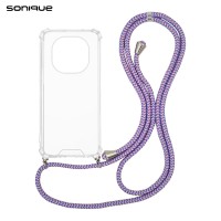 Θήκη Σιλικόνης με Κορδόνι Sonique Armor Clear Xiaomi Redmi Note 15 4G / Redmi Note 15 5G / Poco M8 5G Rainbow Λιλά