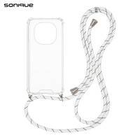 Θήκη Σιλικόνης με Κορδόνι Sonique Armor Clear Xiaomi Redmi Note 15 4G / Redmi Note 15 5G / Poco M8 5G Rainbow Λευκό