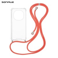 Θήκη Σιλικόνης με Κορδόνι Sonique Armor Clear Xiaomi Redmi Note 15 Pro 4G Κοραλλί