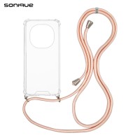 Θήκη Σιλικόνης με Κορδόνι Sonique Armor Clear Xiaomi Redmi Note 15 Pro 5G Ροζ Σατινέ